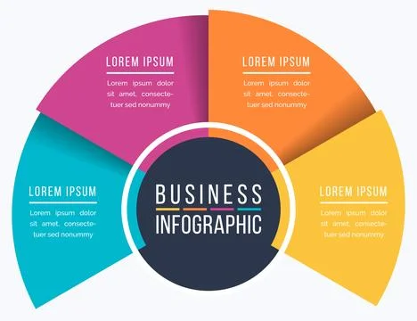 Infographic design 4 options, objects, elements or steps infographics template Illustrazione stock