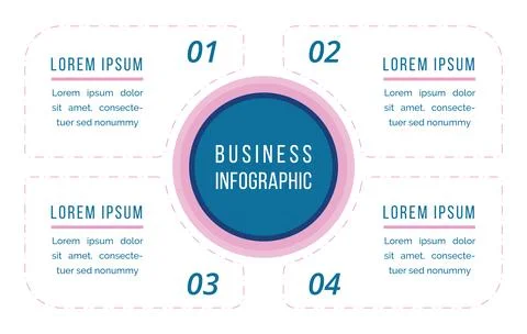 Infographic design 4 steps, objects, options or elements business information 스톡 일러스트