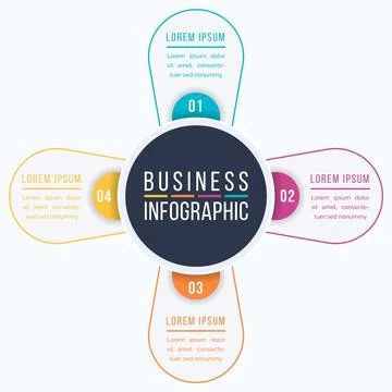 Infographic design 4 steps, objects, elements or options business information Stockillustratie