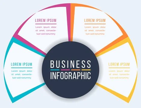 Infographic design 4 steps, objects, elements or options infographic business Ilustração Stock