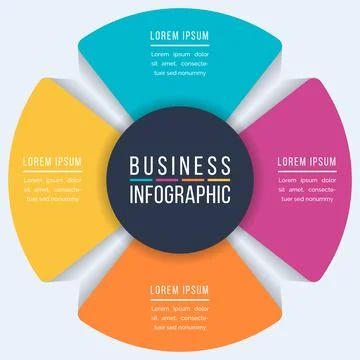 Infographic design 4 steps, objects, elements or options infographic business Stock Illustration