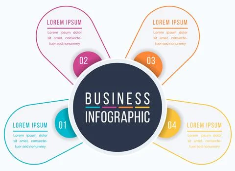 Infographic design 4 steps, objects, elements or options business information イラスト素材