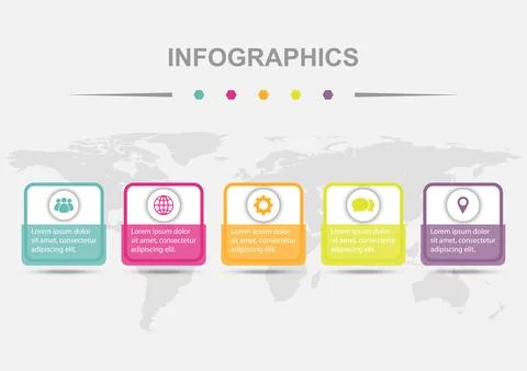 Infographic design with 5 rounded rectangles badge template 스톡 일러스트