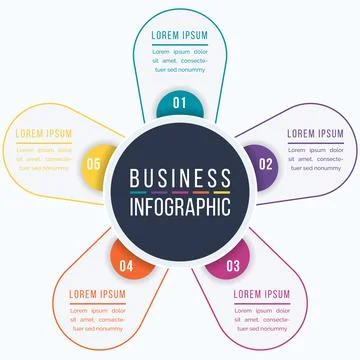 Infographic design 5 steps, objects, elements or options business information 스톡 일러스트