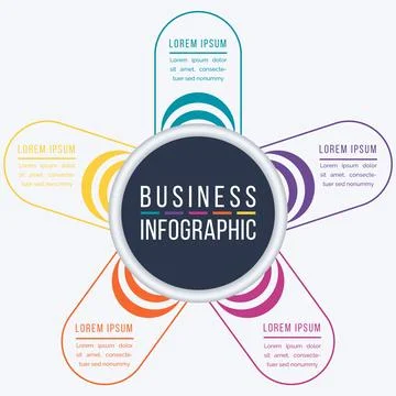 Infographic design 5 Steps, objects, elements or options business information Illustrazione stock