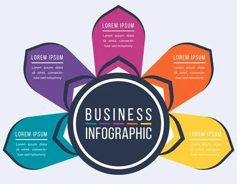 Infographic design 5 steps, objects, options or elements business information 스톡 일러스트