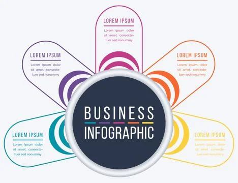 Infographic design 5 Steps, objects, elements or options business information Illustrazione stock