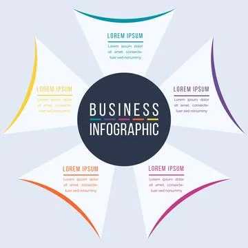 Infographic design 5 Steps, objects, elements or options circle infographic Stockillustratie