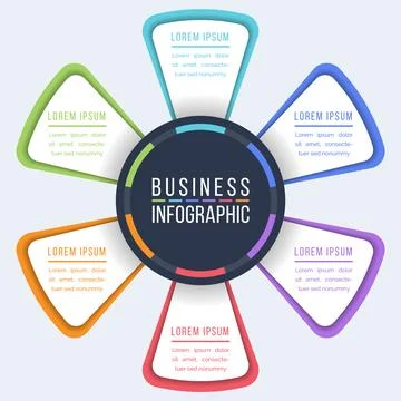 Infographic design 6 Steps, objects, elements or options business information Stockillustratie