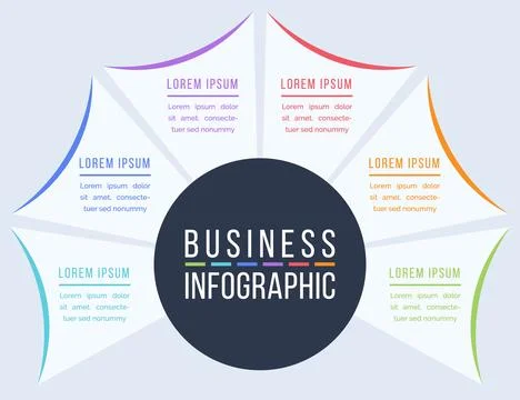 Infographic design 6 Steps, objects, elements or options circle infographic Stockillustratie