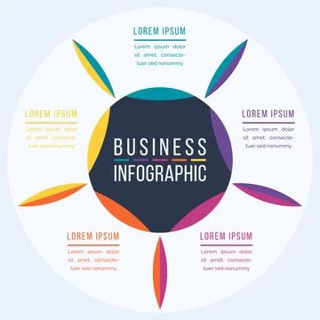 Infographic design 6 steps, objects, elements or options infographic business 库存插图