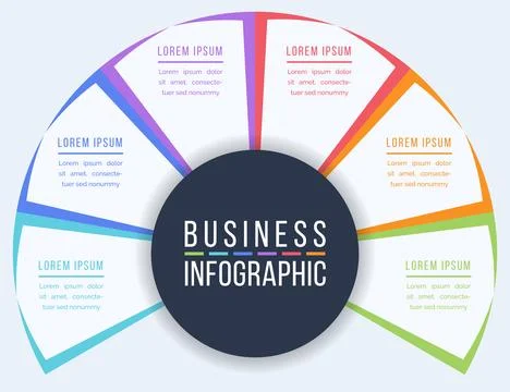 Infographic design 6 steps, objects, elements or options infographic business Stockillustratie