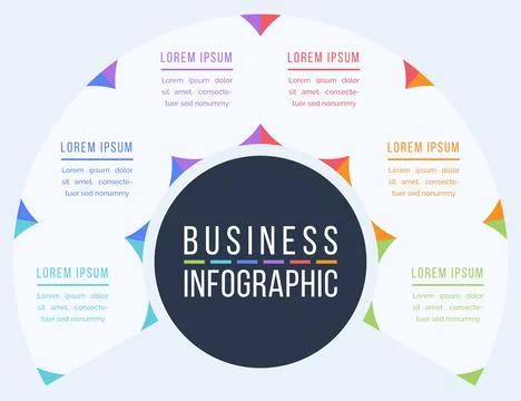 Infographic design 6 steps, objects, elements or options infographic business Stockillustratie