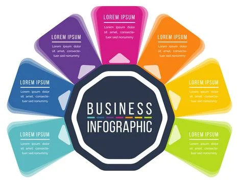 Infographic design 7 options information 库存插图