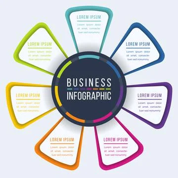 Infographic design 7 Steps, objects, elements or options business information Stock-Illustration