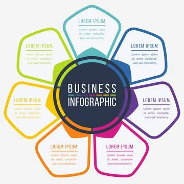 Infographic design 7 Steps, objects, elements or options business information Иллюстрация