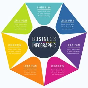 Infographic design 7 Steps, objects, elements or options business information 库存插图