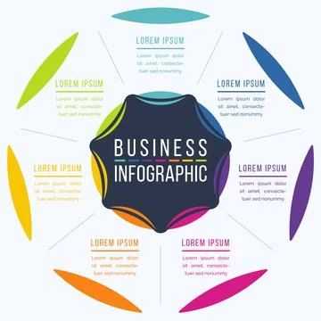 Infographic design 7 steps, objects, elements or options business information イラスト素材