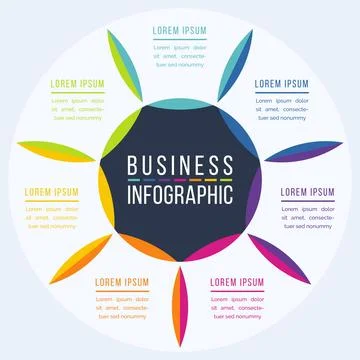 Infographic design 7 steps, objects, elements or options infographic business 库存插图