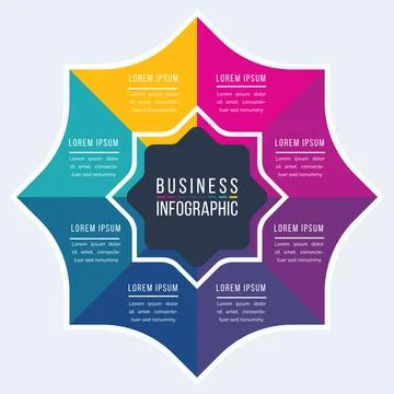Infographic design 8 Steps, objects, elements or options business infographic Stockillustratie