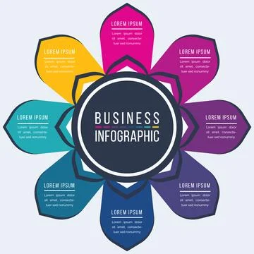 Infographic design 8 steps, objects, options or elements business information イラスト素材