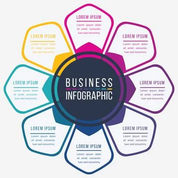Infographic design 8 Steps, objects, elements or options business information Stockillustratie