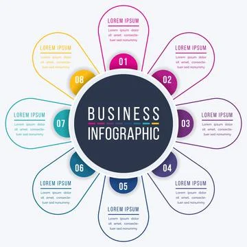 Infographic design 8 steps, objects, elements or options business information Иллюстрация