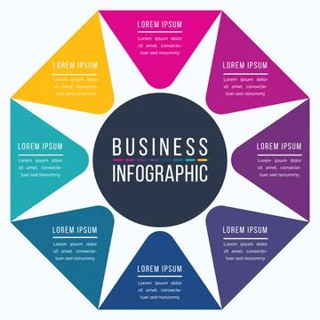 Infographic design 8 Steps, objects, elements or options business information Ilustração Stock