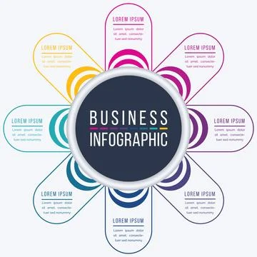 Infographic design 8 Steps, objects, elements or options business information Ilustração Stock