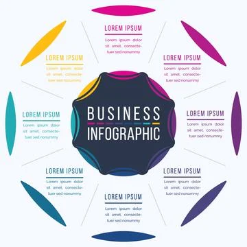 Infographic design 8 steps, objects, elements or options business information イラスト素材