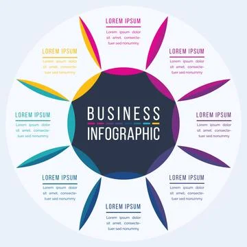 Infographic design 8 steps, objects, elements or options infographic business イラスト素材