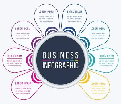 Infographic design 8 Steps, objects, elements or options business information Ilustração Stock
