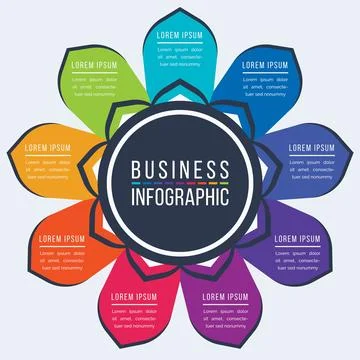 Infographic design 9 steps, objects, options or elements business information Stock Illustration
