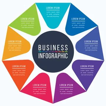 Infographic design 9 Steps, objects, elements or options business information Stock Illustration