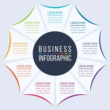 Infographic design 9 Steps, objects, elements or options circle infographic Stockillustratie
