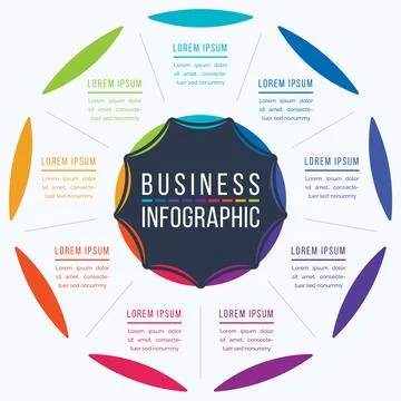 Infographic design 9 steps, objects, elements or options business information Ilustración de archivo