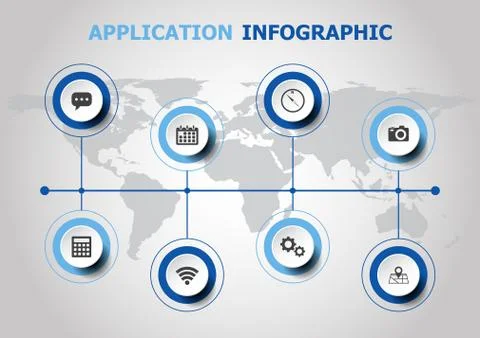 Infographic design with application icons Stock Illustration