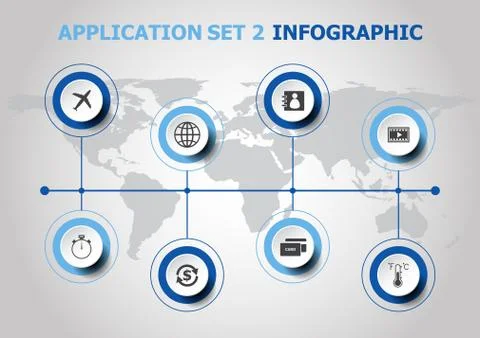 Infographic design with application icons.  Stock Illustration