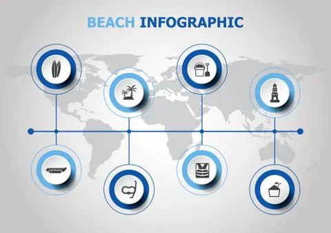 Infographic design with beach icons Stock Illustration