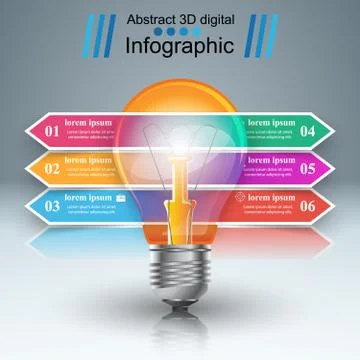Infographic design. Bulb, Light icon Stock Illustration