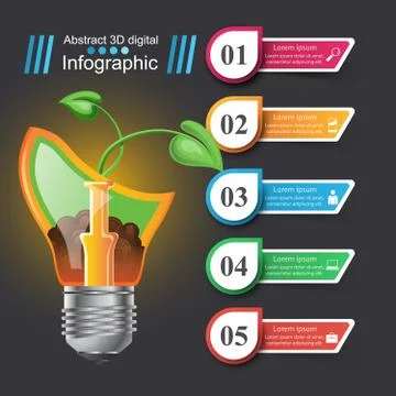 Infographic design. Bulb, Light icon Stock Illustration