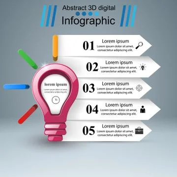Infographic design. Bulb, Light icon Illustrazione stock