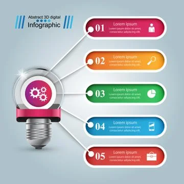 Infographic design. Bulb, Light icon. Illustrazione stock