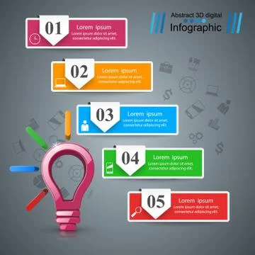 Infographic design. Bulb, Light icon. Stock Illustration