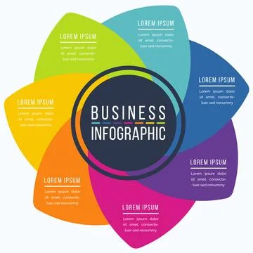 Infographic design circle 7 Steps, objects, elements or options business info Stock Illustration