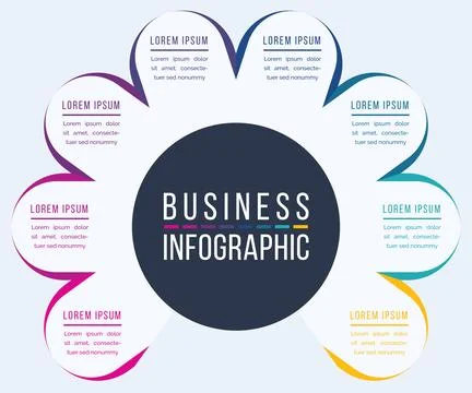 Infographic design eight options data analysis Ilustração Stock