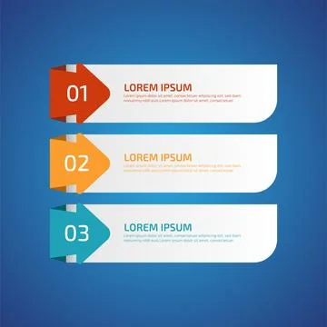 Infographic Design Elements with 3 different color, red, yellow, blue. Temp.. Stock Illustration