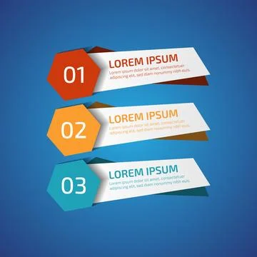 Infographic Design Elements with 3 different color, red, yellow, blue. Temp.. Stock Illustration