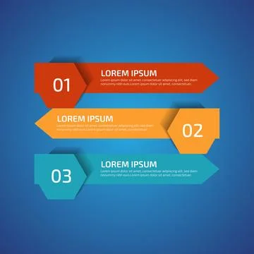 Infographic Design Elements with 3 different color, red, yellow, blue. Temp.. Stock Illustration