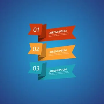 Infographic Design Elements with 3 different color, red, yellow, blue. Temp.. Stock Illustration